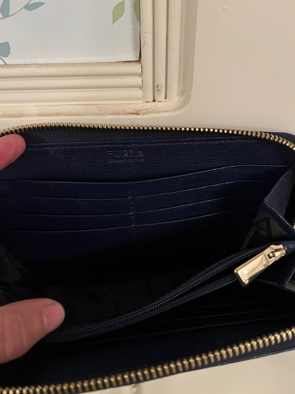 Furla Navy Saffiano Leather Zip Wallet - Picture 5 of 9